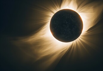 Naklejka premium Total Solar Eclipse with Mars Silhouette