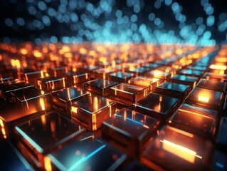 Obraz premium A cluster of illuminated glass cubes creates a mesmerizing display of light and shadow.