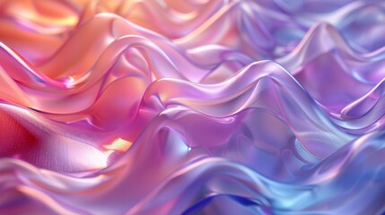 Obraz premium A fluid, dynamic background featuring 3D shiny plastic waves in beautiful purple, pink, and blue hues.