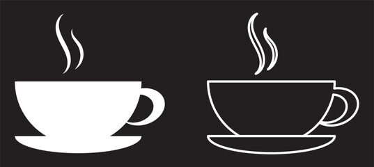 Coffee cup icon set. Cups of coffee tea collection. Hot drink icon. Disposable cup. Cup coffee with steam. Flat style - stock vector.