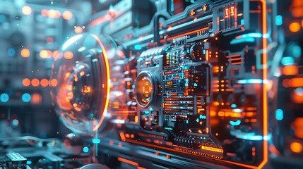 Fototapeta premium Internet safety in the future with bright creative tech components very detailed and realistic shape