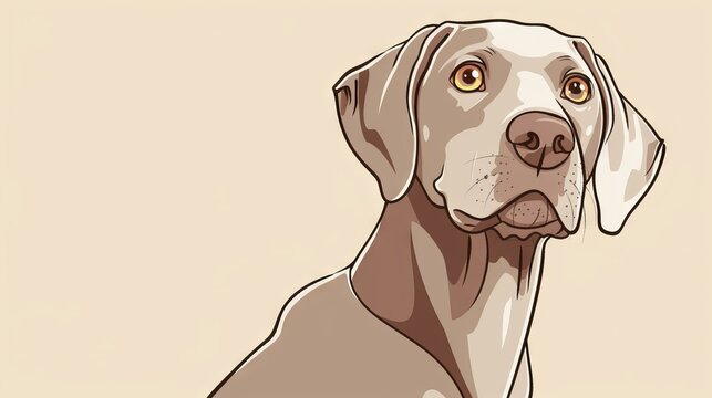 Weimaraner dog portrait. Illustration of a Weimaraner dog head, vector illustration