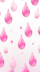 Pink Ink and Water Drops on White Background, Abstract Image, Texture, Pattern Background, Wallpaper, Background, Cell Phone Cover and Screen, Smartphone, Computer, Laptop, 9:16 and 16:9 Format - PNG
