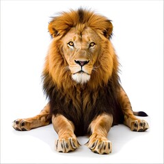 Obraz premium Majestic Lion Portrait on White Background