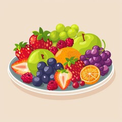 Fruit platter, gourmet arrangement, flat design illustration