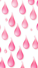 Pink Ink and Water Drops on White Background, Abstract Image, Texture, Pattern Background, Wallpaper, Background, Cell Phone Cover and Screen, Smartphone, Computer, Laptop, 9:16 and 16:9 Format - PNG