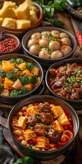 Obraz premium Assorted Chinese Dishes on Table