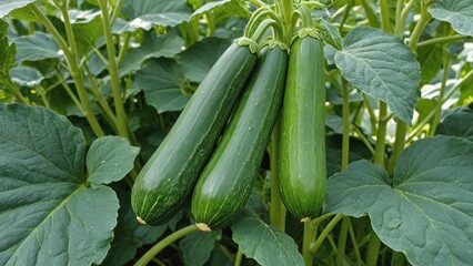 Vibrant Green Zucchini Garden Closeup View