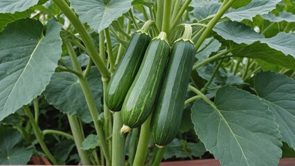 Vibrant Green Zucchini Garden Closeup View