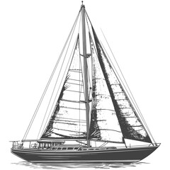 Obraz premium yacht with engraving style black color only