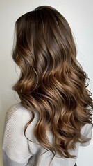 Fototapeta premium Long Brown Wavy Hair on Caucasian Woman