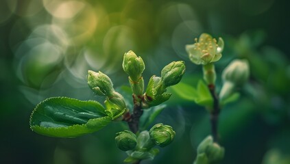 Close-Up of Green Buds with Blurred Background