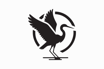 Egret Silhouette Vector Illustration with white background