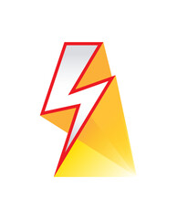 red-orange lightning concept on white background. vector lightning symbol