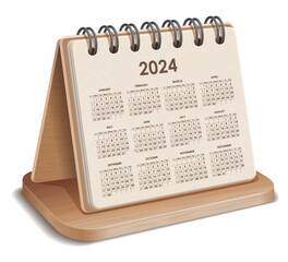 Illustration vector of  2024 WOODEN and cardboard Calendar