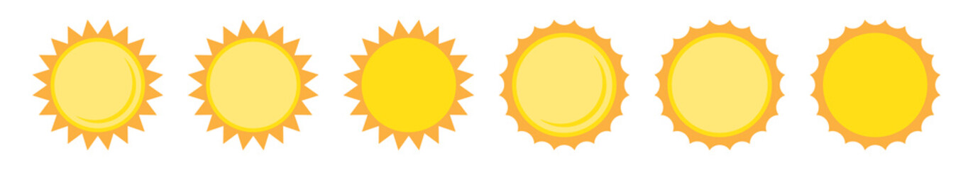 Sun icon in flat style, simple yellow sun.