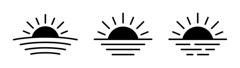 Sunset icon, sunrise icon. Sun, rise symbol. Morning icon.