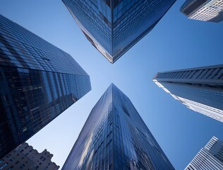 Fototapeta premium Low Angle View of Skyscrapers in NYC