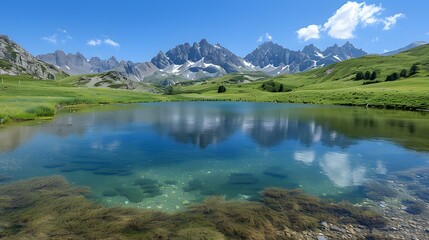 Mountain Lake Reflecting the Sky