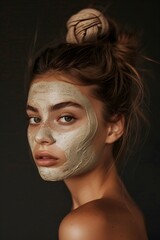 Fototapeta premium Studio Portrait of Woman with Coffee Face Mask - Beauty Concept