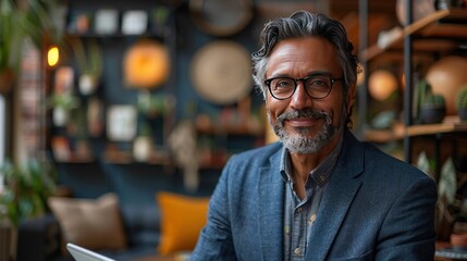 Portrait of a Confident Man in a Stylish Cafe