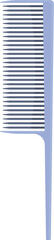 Obraz premium Simple blue plastic hair comb with a handle, standing up on a white background