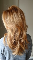 Naklejka premium Woman with Long Blonde Wavy Hair