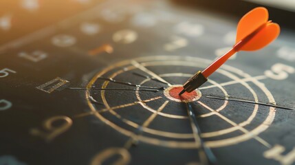 arrow at a virtual target dartboard, precision in setting objectives for business investments