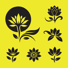 set of flowers design