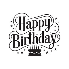 Happy Birthday lettering typography Vector illustration