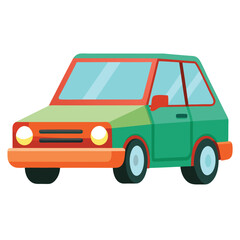 Fototapeta premium A colorful passenger car with a simple contour design