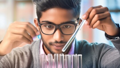 Curious student conducting a science experiment.