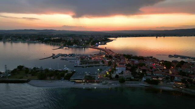 Aerial view of town of Nessebar, Sunny Beach area of Bulgaria.