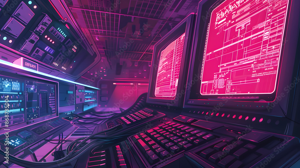 Poster a 90s synthwave computer screen