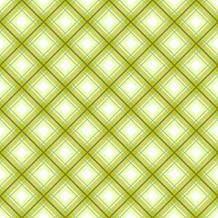 Plaid geometric diagonal seamless pattern. Checkered yellow color cartoon isolated textile print pattern. Vector illustration on background
