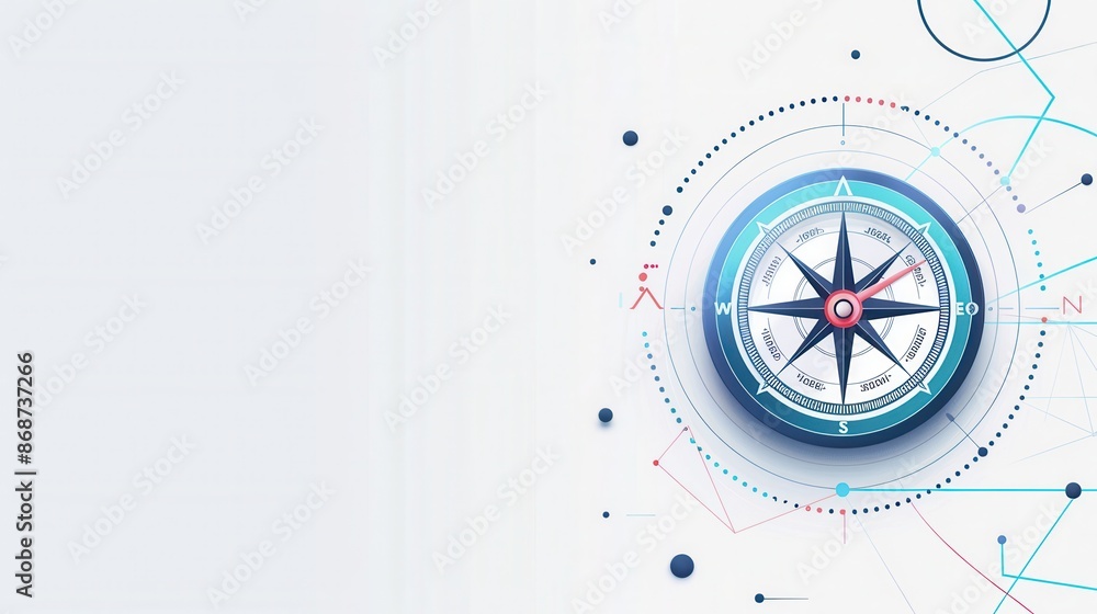 Fototapete a clean, modern compass design with clear lines on a white background. perfect for use in navigation