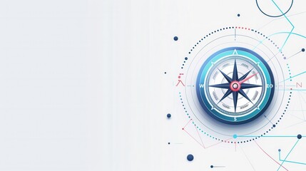 A clean, modern compass design with clear lines on a white background. Perfect for use in navigation apps or travel service websites. Generative AI