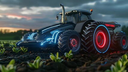 Autonomous tractor with artificial intelligence. Digitalization and digital transformation in agriculture 4.0. Smart farming