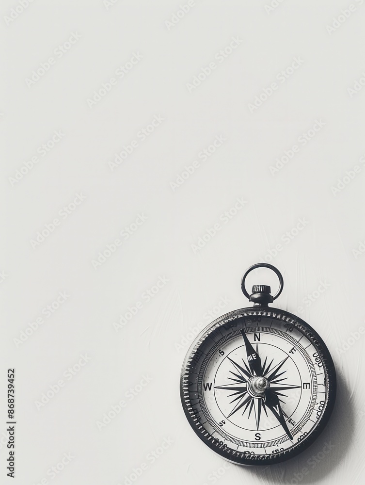 Aufkleber a classic compass on a white background. perfect for navigation apps, travel services, and other app