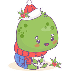 Christmas little turtle  in Santa hat  