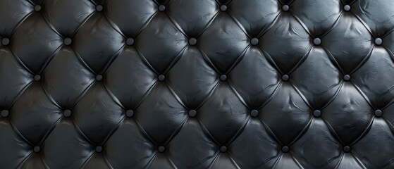 Upholstered leather furniture black with rhombus style and button textured pattern background	