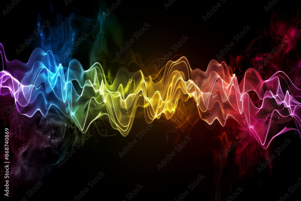 Aufkleber vibrant sound visualization colorful audio waveform spectrum on dark background