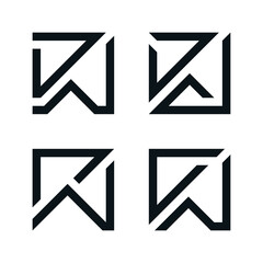 Set of creative logo designs of letter K with square lines. Premium Vector