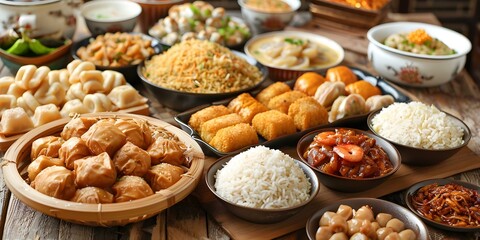 A table full of delicious Chinese food.