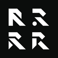 Set of abstract initial letter R logo design. Premium Vector