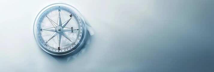 Fototapeta premium A simple, symbolic image of a compass with clear lines, ideal for navigation apps and travel services. Generative AI