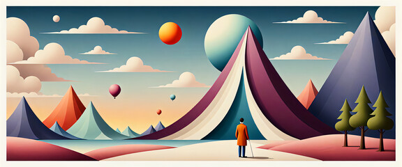 Fototapeta premium illustrazione con elementi geometrici a tema astratto contemporaneo
