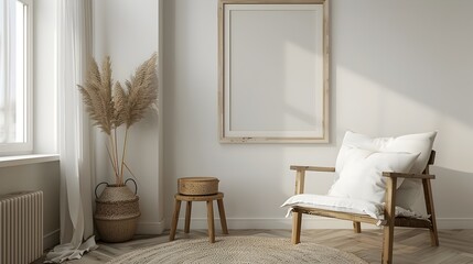 Elegant Wooden Frame Beside Stylish Chair in Modern Interior
