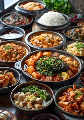 A table full of delicious Korean food