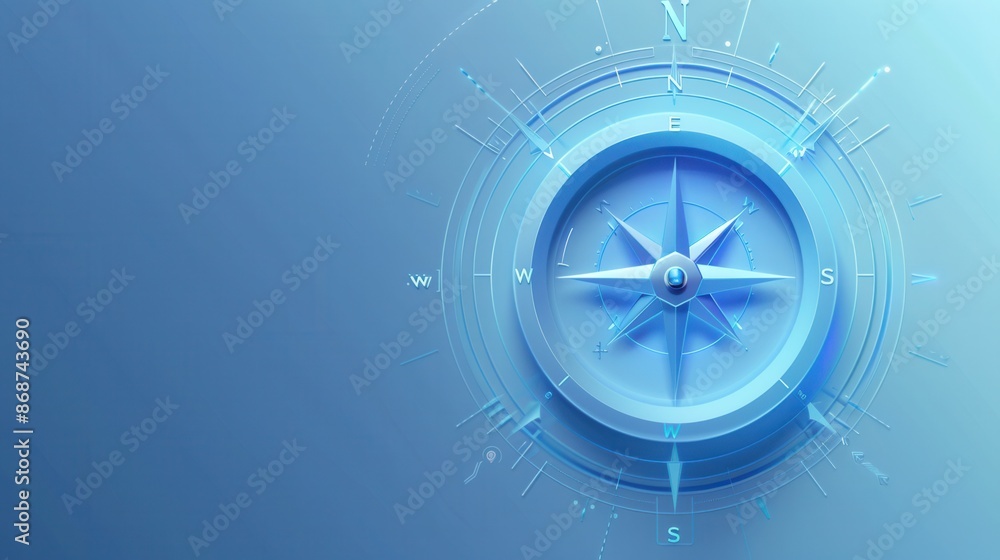 Aufkleber a minimalist compass illustration with clean lines and a blue background. perfect for navigation app